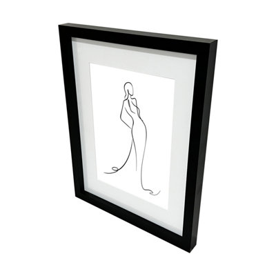 B&Q -  Matt Black Pine Effect Plain Single Picture Frame (H)42.6Cm X (W)32.6Cm