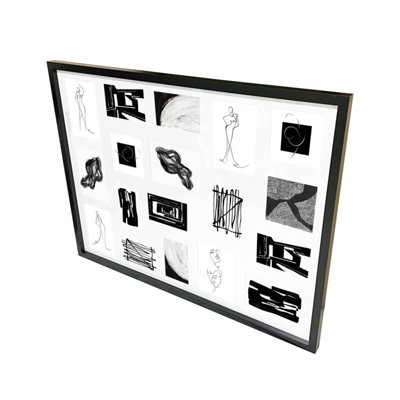 B&Q -  Matt Black Pine Effect Plain Multi Picture Frame (H)85.6Cm X (W)65.6Cm
