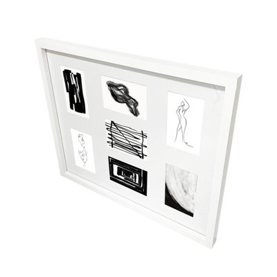 B&Q -  Matt White Pine Effect Plain Multi Picture Frame (H)55.6Cm X (W)45.6Cm