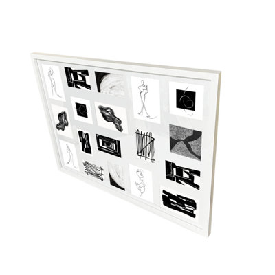 B&Q -  Matt White Pine Effect Plain Multi Picture Frame (H)85.6Cm X (W)65.6Cm