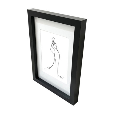B&Q -  Matt Black Pine Effect Plain Single Picture Frame (H)32.3Cm X (W)23.6Cm