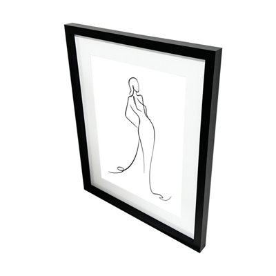 B&Q -  Matt Black Pine Effect Plain Single Picture Frame (H)52.6Cm X (W)42.6Cm