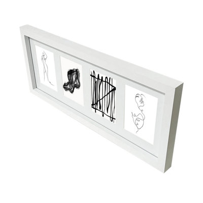B&Q -  Matt White Pine Effect Plain Multi Picture Frame (H)22.6Cm X (W)52.6Cm