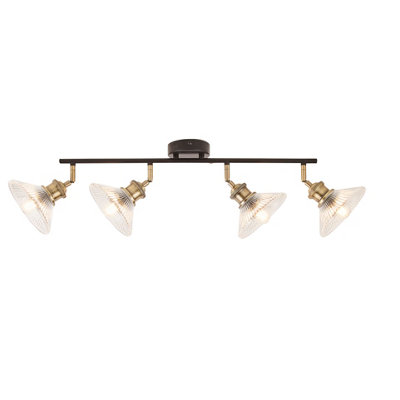 GoodHome Cascade Matt Antique Brass Effect 4 Light Spotlight from B&Q