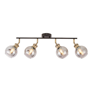 GoodHome Mebel Bar Matt Antique Brass Effect 4 Light Spotlight from B&Q