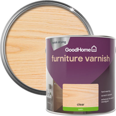 GoodHome Clear Satin Multi-Surface Furniture Wood Varnish2.5L from B&Q