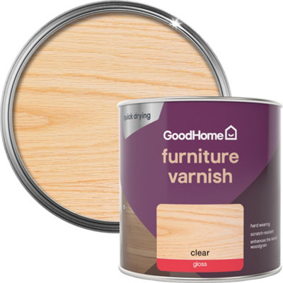 GoodHome Clear Gloss Multi-Surface Furniture Wood Varnish250Ml from B&Q