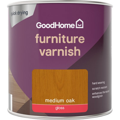 GoodHome Medium Oak Gloss Multi-Surface Furniture Wood Varnish250Ml from B&Q
