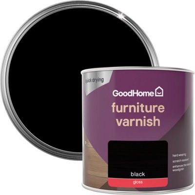 GoodHome Black Gloss Multi-Surface Furniture Wood Varnish250Ml from B&Q