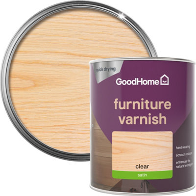 GoodHome Clear Satin Multi-Surface Furniture Wood Varnish750Ml from B&Q