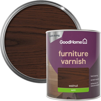 GoodHome Walnut Satin Multi-Surface Furniture Wood Varnish750Ml from B&Q