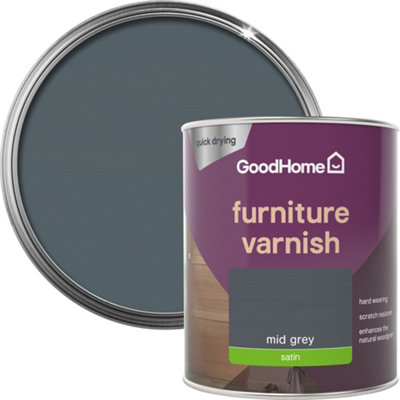 GoodHome Mid Grey Satin Multi-Surface Furniture Wood Varnish750Ml from B&Q