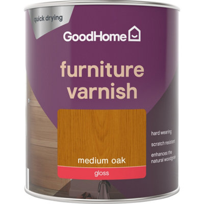 GoodHome Medium Oak Gloss Multi-Surface Furniture Wood Varnish750Ml from B&Q