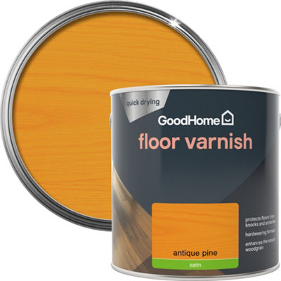 GoodHome Antique Pine Satin Floor Wood Varnish2.5L from B&Q