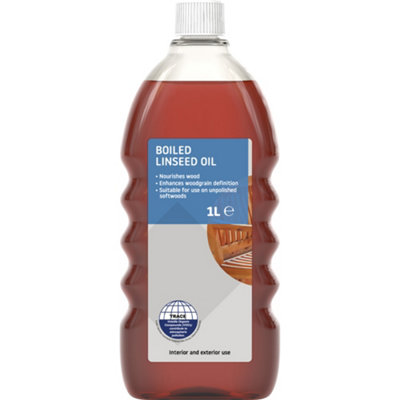 Transparent Brown Satin Boiled Linseed Furniture Wood Oil1L from B&Q