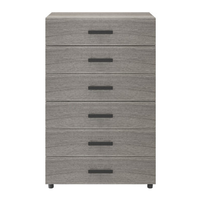 B&Q -  Atomia Matt Grey Oak Effect ChipboardPlastic & Steel 6 Drawer Chest Of Drawers (H)1125mm (W)750mm (D)450mm