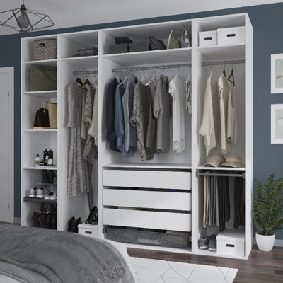 B&Q -  Atomia White Bedroom Storage Unit Kit (H)2250mm (W)2500mm (D)580mm