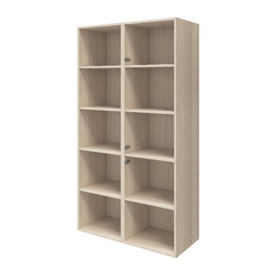 B&Q -  Atomia Matt Oak Effect Freestanding 8 Shelf Rectangular Bookcase(H)1875mm (W)1000mm