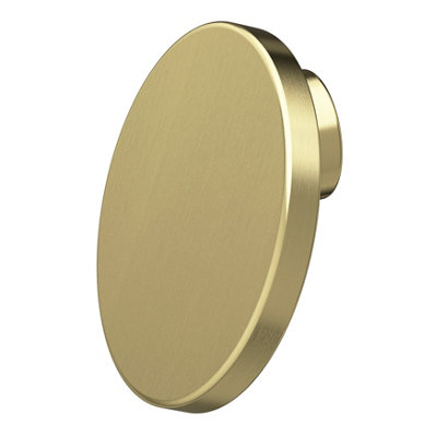 B&Q -  Minzh Brushed Aluminium Brass Effect Round Furniture Knob (Dia)35mmPack Of 2