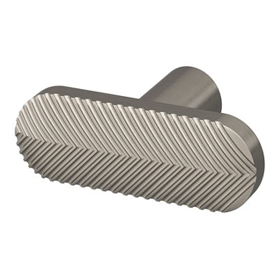 B&Q -  Garlan Satin Aluminium Nickel Effect T-Shaped Furniture Knob (Dia)45mmPack Of 2