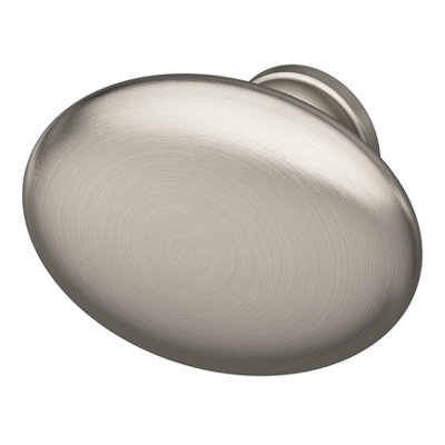 B&Q -  Govlin Satin Zinc Alloy Nickel Effect Oval Furniture Knob (Dia)30mmPack Of 6