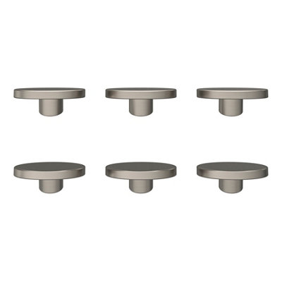 B&Q -  Minzh Satin Aluminium Nickel Effect Round Furniture Knob (Dia)35mmPack Of 6
