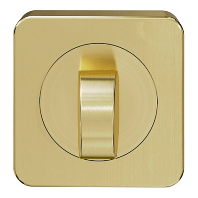 GoodHome Duod Brushed Electroplated Brass Effect Square ThumbturnPair from B&Q