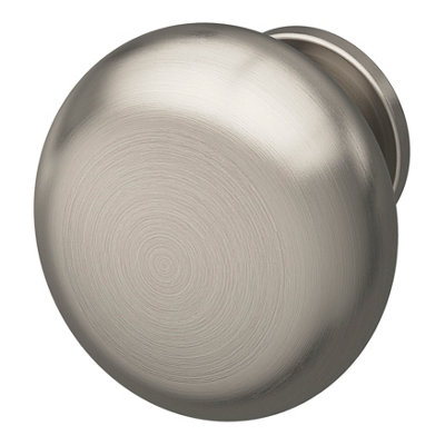 B&Q -  Primel Satin Steel Nickel Effect Round Furniture Knob (Dia)32mmPack Of 6