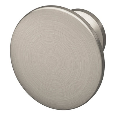 B&Q -  Primel Satin Zinc Alloy Nickel Effect Round Furniture Knob (Dia)29mmPack Of 6