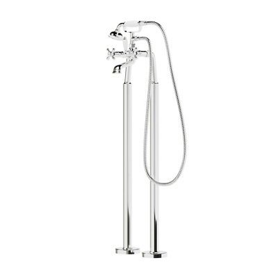 GoodHome Etel Chrome Effect Floor-Mounted Mono Mixer Tap With Shower Kit from B&Q