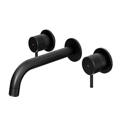 GoodHome Owens Matt Black Round Wall Mono Mixer Tap from B&Q