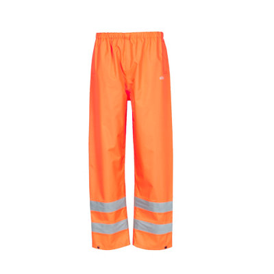 Site Huske Orange Waterproof Hi-Vis TrousersLarge from B&Q