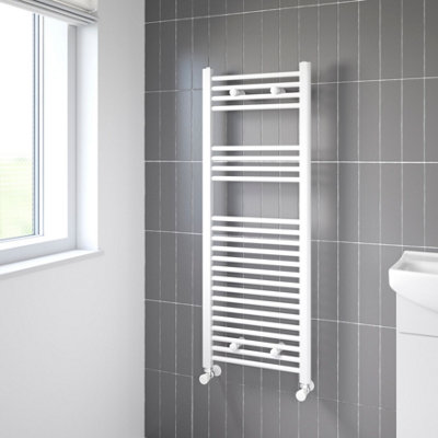 Flomasta Flat White 1671Btu Vertical Towel Radiator (W)450mm X (H)1200mm from B&Q