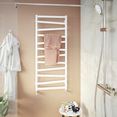 B&Q -  Joinville White 1686Btu Vertical Towel Radiator (W)500mm X (H)1180mm