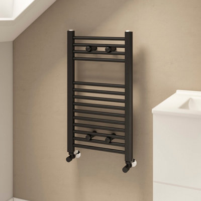 Flomasta Flat Black 928Btu Vertical Towel Radiator (W)400mm X (H)700mm from B&Q