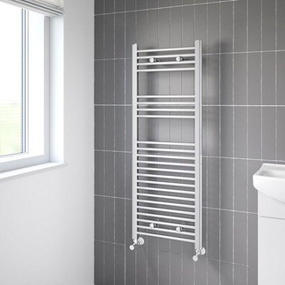 Flomasta Flat Chrome Effect 1136Btu Vertical Towel Radiator (W)450mm X (H)1200mm from B&Q