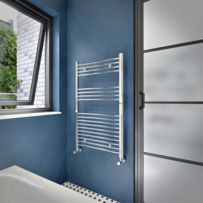Flomasta Flat Chrome Effect 1190Btu Vertical Towel Radiator (W)600mm X (H)1000mm from B&Q