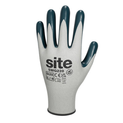 Site Synthetic White & Blue General Handling GlovesLarge from B&Q