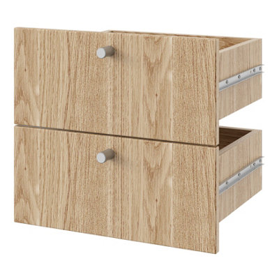 B&Q -  Konnect Modular Matt Natural Oak Effect Slab Internal Modular Drawer (H)323mm (W)322mm (D)322mmPair