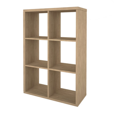 B&Q -  Mixxit Natural Oak Effect Freestanding 6 Shelf Rectangular Shelving Unit(H)1080mm (W)735mm