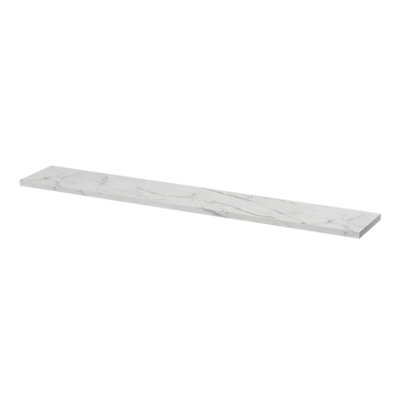 GoodHome Rigga Modular White Marble Effect Rectangular Floating Shelf (L)118Cm X (D)19Cm from B&Q