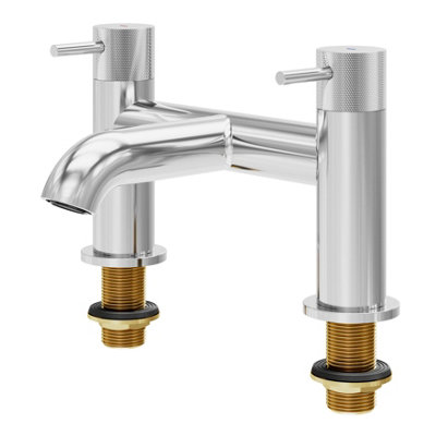 GoodHome Owens Gloss Chrome Effect Deck-Mounted Manual Double Bath Filler Tap from B&Q