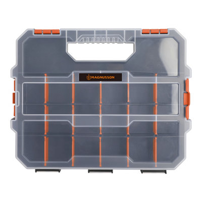 Magnusson Orange & Transparent Compartment Organiser Case With 18 Compartments from B&Q