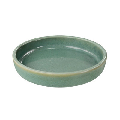 GoodHome Boann Gloss Green Reactive Glaze Effect Ceramic Soap Dish from B&Q