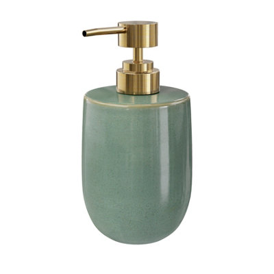 GoodHome Boann Gloss Green Reactive Glaze Effect Ceramic Freestanding Soap Dispenser from B&Q