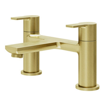 GoodHome Akita Satin Brass Effect Deck-Mounted Manual Single Bath Filler Tap from B&Q