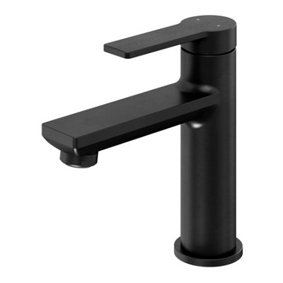 GoodHome Akita Medium Matt Black Round Basin Mixer Tap from B&Q