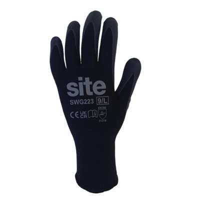 Site Nitrile Black & Yellow General Handling GlovesLarge from B&Q