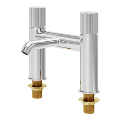 GoodHome Levanna Gloss Chrome Effect Deck-Mounted Manual Double Bath Filler Tap from B&Q