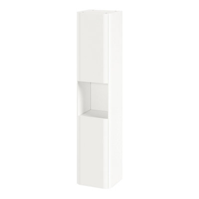 B&Q -  Nevado Tall Matt White Bathroom Double Column Cabinet (H)160Cm (W)35Cm